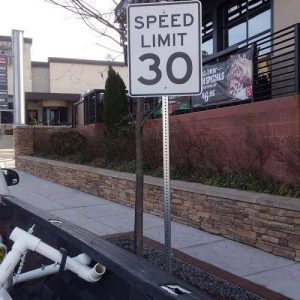 Speed Limit Aluminum Sign with post by Sign Central, Inc.